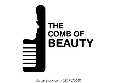 Comb of beauty, hair stylist, fashion, salon women in comb vector logo illustration. Simple and creative abstract geometric shape, minimalist typography. Used for brand, symbol, sign, icon. isolated.