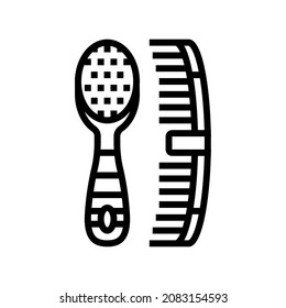 vector de icono de línea de accesorios de peine y pincel. signo de accesorios de peine y cepillo. símbolo de contorno aislado ilustración negra