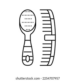 Kamm und Pinselzubehör, Linie Symbol Vektorgrafik. Zeichen für Kamm und Pinselzubehör. isoliertes Kontursymbol