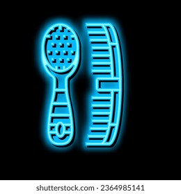 comb and brush accessories neon light sign vector. comb and brush accessories illustration