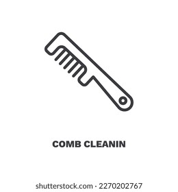 icono de limpieza de peine. Limpieza de peine de línea delgada, limpie el icono de la colección de limpieza. Vector de contorno aislado en fondo blanco. El símbolo de limpieza comb editable se puede usar web y móvil
