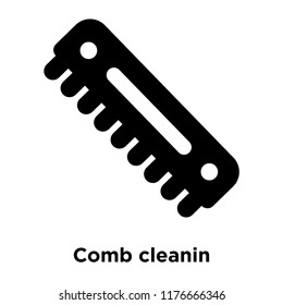 Comb cleanin icon vector isolated on white background, logo concept of Comb cleanin sign on transparent background, filled black symbol