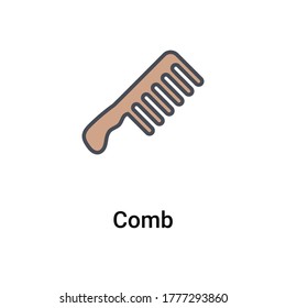 Comb  color line flat vector icon illustration isolated on white. Hair fixing sign. Hairdresser symbol.