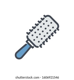 Comb color line icon. Hair roll comb vector outline colorful sign.