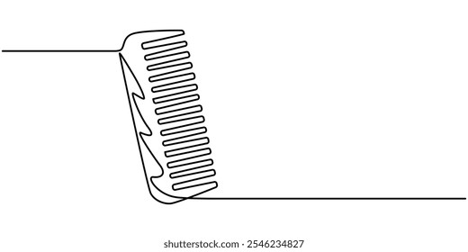 Comb Continuous Line Icon, Continuous Line Comb Icon, Monoline Barber Symbol, One Line Haircut Logo Silhouette, Hairbrush Sign, Hair Comb continuous line art, Comb Continuous Art Illustration.