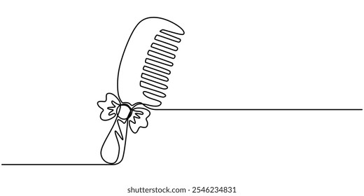 Comb Continuous Line Icon, Continuous Line Comb Icon, Monoline Barber Symbol, One Line Haircut Logo Silhouette, Hairbrush Sign, Hair Comb continuous line art, Comb Continuous Art Illustration.