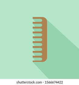 Comb Cosmetic Design Elements Flat Linear Colored on Tosca Background with Long Shadow Vector Illustration