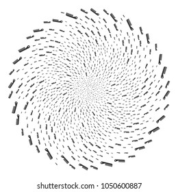 Comb curl spin. Object curl designed from scattered comb symbols. Vector illustration style is flat iconic symbols.