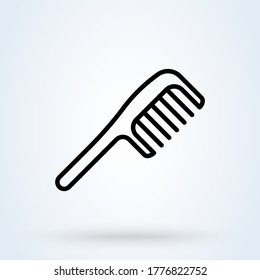 El peine es un dispositivo para peinar el pelo. El peine consta de tetas y dentículos. icono de línea y lineal.Icono único de Barbershop en la web de ilustración de material de símbolo vectorial de estilo de dibujos animados.