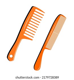 The comb is a device for combing the hair. The comb consists of knobs and denticles. Hairdressers use a variety of combs.Barbershop single icon in cartoon