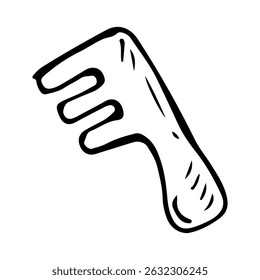 Ícone de doodle pente desenhado à mão desenhado cabelo ferramenta de estilo ilustração.