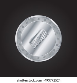 Comb embossed realistic silver / platinum coin precious Icon / Logo Design