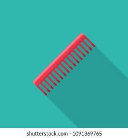 Comb flat icon isolated on blue background. Simple Comb sign symbol in flat style. Haircutting equipment Vector illustration for web and mobile design.