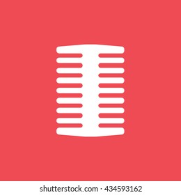 Comb Flat Icon On Red Background