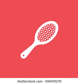 Comb Flat Icon On Red Background
