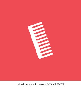Comb Flat Icon On Red Background