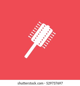 Comb Flat Icon On Red Background