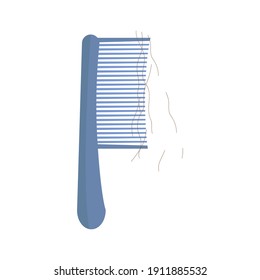 Comb with hair. Alopecia and hair loss dermatology problem, healthcare concept, proper hair care.
Vector illustration. Flat style.