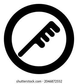 Comb for hair Barber accessory Barbershop combing Hairbrush icon in circle round black color vector illustration solid outline style image