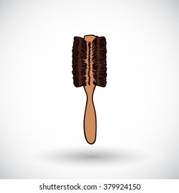 Comb or hair brush icon. Hand-drawn cartoon hairdressing sketch. Doodle drawing. Vector illustration. 