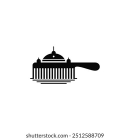 Comb hair combination with building. Company logo design.