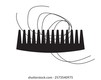 Comb with Hair Loss Icon, Hair Fall on Brush Silhouette, Scalp Health Care Sign, Hair Losing Pictogram, Baldness, Alopecia Problem Illustration