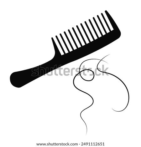 Comb and hair loss. Hair loss problem.  icon, symbol, design element. Simple vector illustration, isolated on white background. 