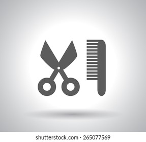 Comb hair with scissors sign icon