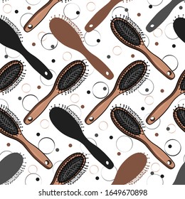 Kamm für Haare. Nahtloses Muster. Stilvolle Textur. Friseur-Symbol. Vektorillustration Illustration. Auf weißem Hintergrund.