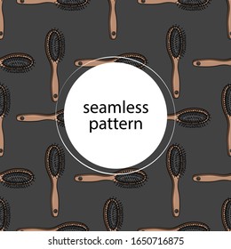 Comb for hair. Seamless pattern. Stylish texture. Barber symbol. Vector Illustration. On grey background.