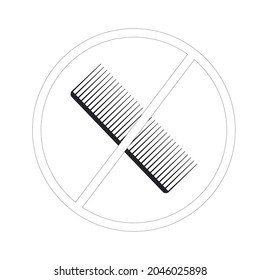 Señal de peine de pelo peinado. Evitar cepillar el símbolo del pelo. Ilustración del vector