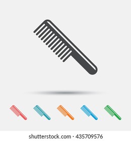 Comb hair sign icon. Barber symbol. Graphic element on white background. Colour clean flat comb icons. Vector