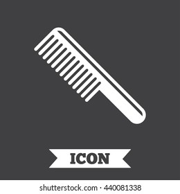 Comb hair sign icon. Barber symbol. Graphic design element. Flat comb symbol on dark background. Vector