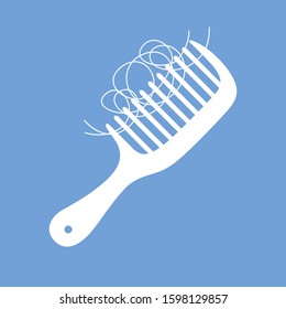 Comb hairbrush hair loss flat vector icon