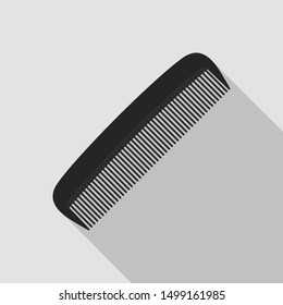 Comb or Hairbrush Illustration in Flat Design Style with Long Shadow