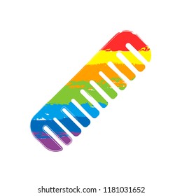 comb, hairbrush. simple silhouette. Drawing sign with LGBT style, seven colors of rainbow (red, orange, yellow, green, blue, indigo, violet