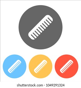 comb, hairbrush. simple silhouette. Set of white icons on color