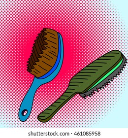 Comb hairdresser Pop art vector illustration. Beautiful comic style. Hand drawn