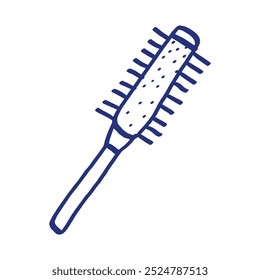 Kamm. Handgezeichnete Skizze. Blaue Stift- oder Markierungszeichnung. Ein primitives Kinderbild. Friseurausrüstung. Professionelle Haarschneidemaschine. Vektorgrafik. Barbersymbol