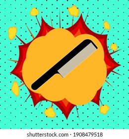Comb head sign, pop art explosion, vector illustration for design