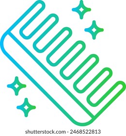 Comb hygiene icon with blue and green gradient outline style. comb, care, design, beauty, hair, isolated, white. Vector Illustration