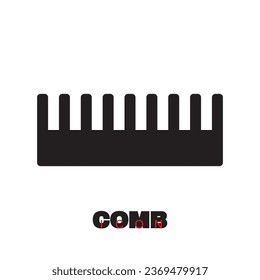 Comb Icon, Barber Symbol, Haircut Logo Silhouette, Hairbrush Sign, Grooming Service Shape, Comb Vector Illustration