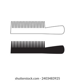 Comb Icon, Barber Symbol, Haircut Logo Silhouette, Hairbrush Sign, Grooming Service Shape, Comb Vector Illustration