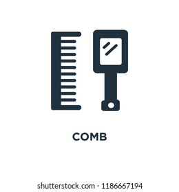 Comb icon. Black filled vector illustration. Comb symbol on white background. Can be used in web and mobile.