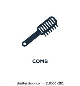 Comb icon. Black filled vector illustration. Comb symbol on white background. Can be used in web and mobile.