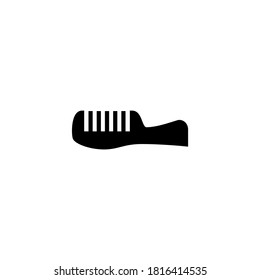 Comb Icon in black flat glyph, filled style isolated on white background