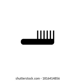 Comb Icon in black flat glyph, filled style isolated on white background