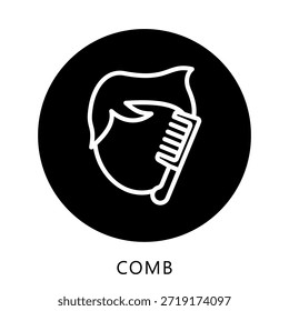 Botón Del Icono Del Peine, Mini Ilustración Relacionada Con El Cuidado Personal. Uso Para El Concepto Moderno, Ui, Web Ux Y Desarrollo De App.