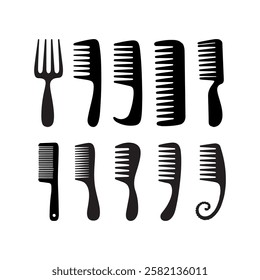 Comb icon collection on white background