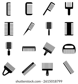 comb icon collection, style glyph
